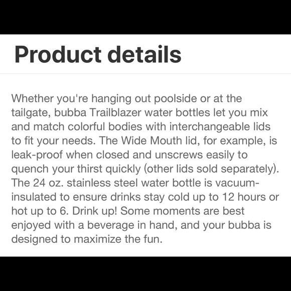 BUBBA 24oz Trailblazer Insulated Water Bottle - Picture 4 of 5